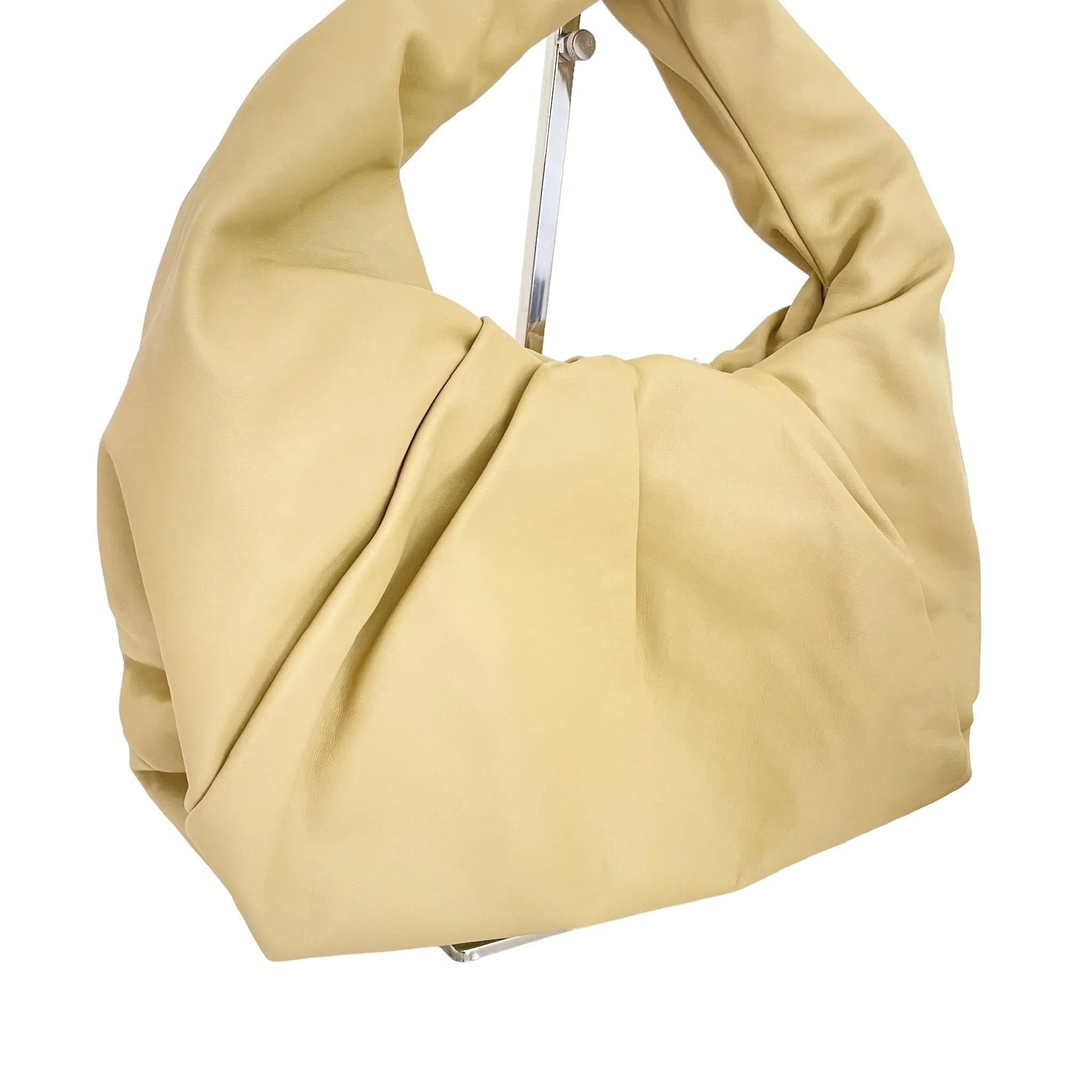 Cream Leather Hobo Bag