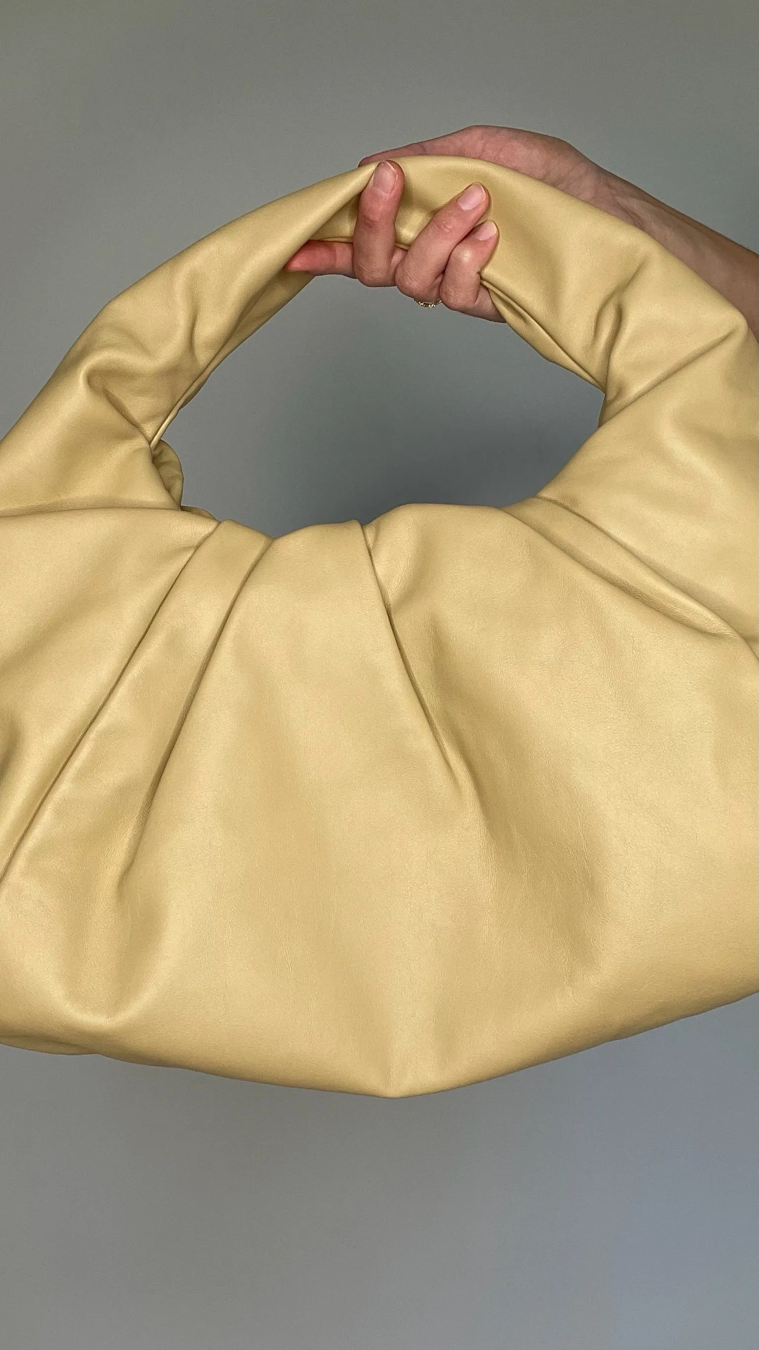 Cream Leather Hobo Bag