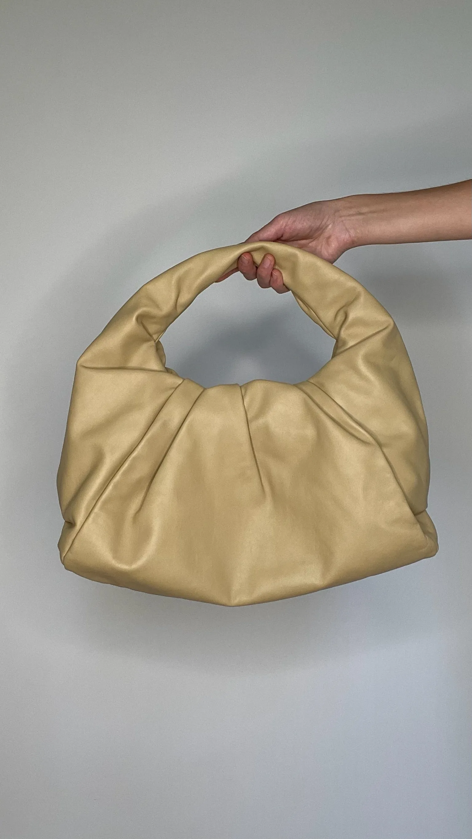 Cream Leather Hobo Bag