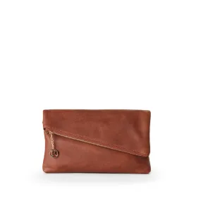 CYNDIE Foldover Vegan Clutch in Chestnut