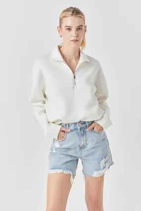 Destroyed Hem Denim Shorts