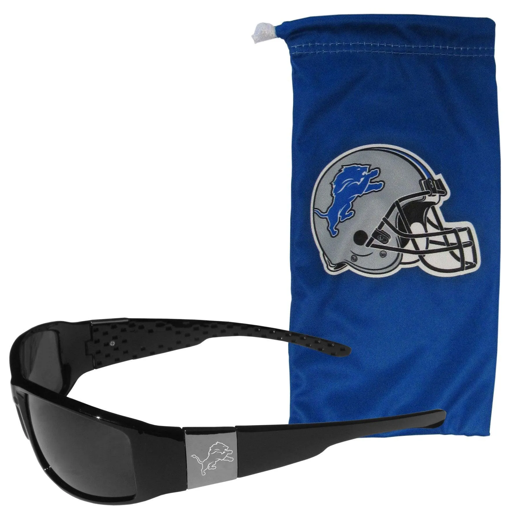 Detroit Lions Etched Chrome Wrap Sunglasses and Bag