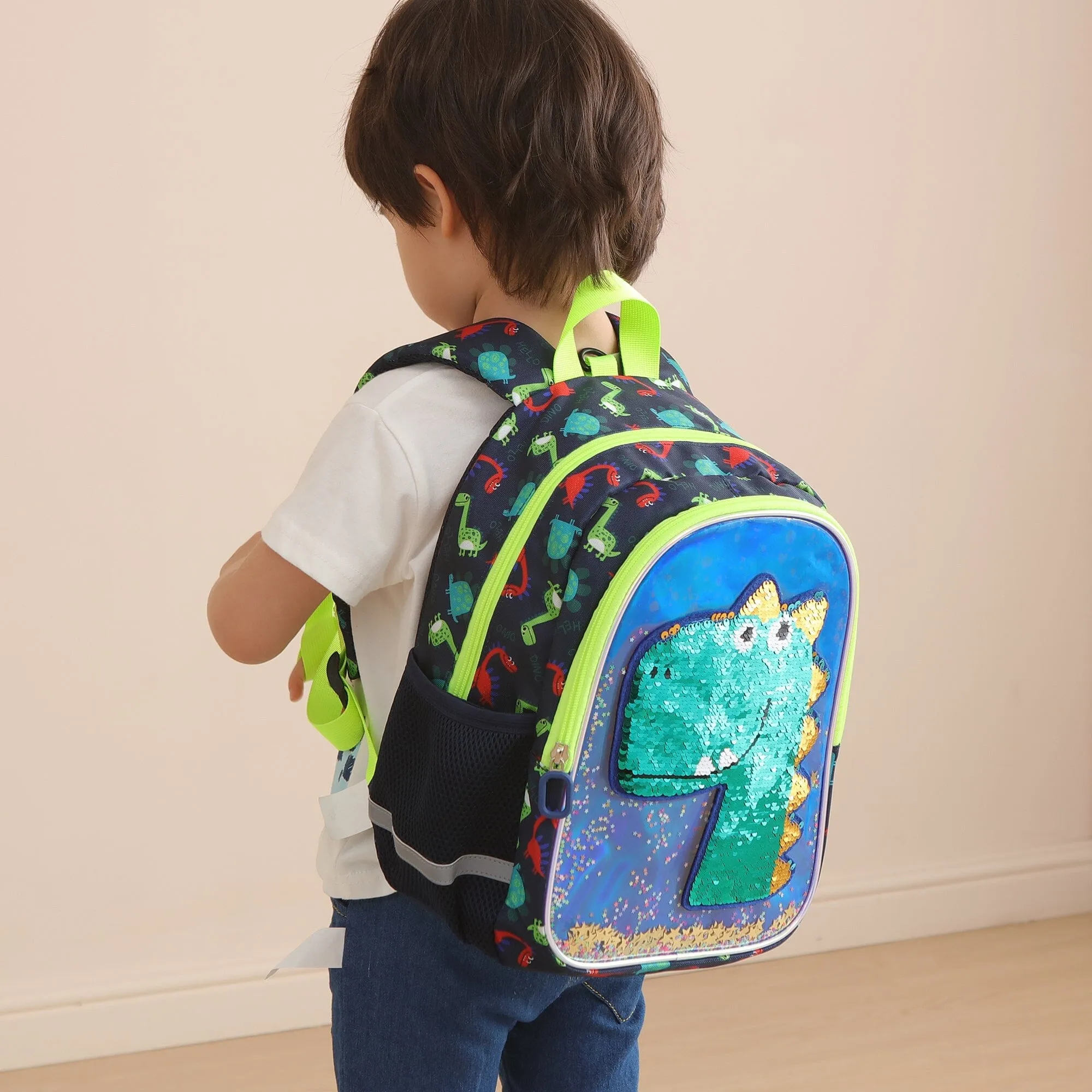 Dinosaur Kids Backpack Reversible Sequins