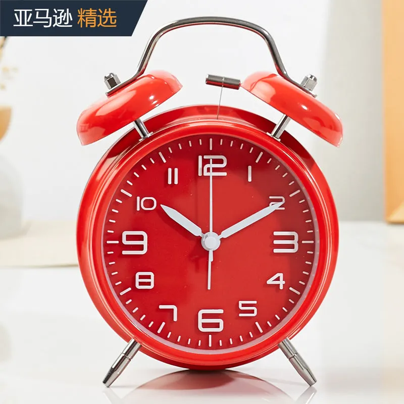 Double Bell Alarm Clock Classic Mute Student Loud Double Bell 3D Digital Ringing Bell