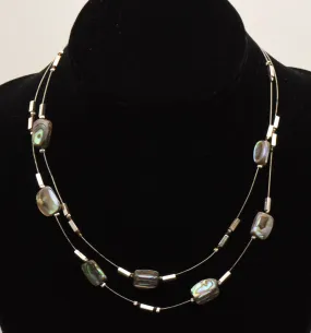 Double Cable Abalone Shell Bead Necklace