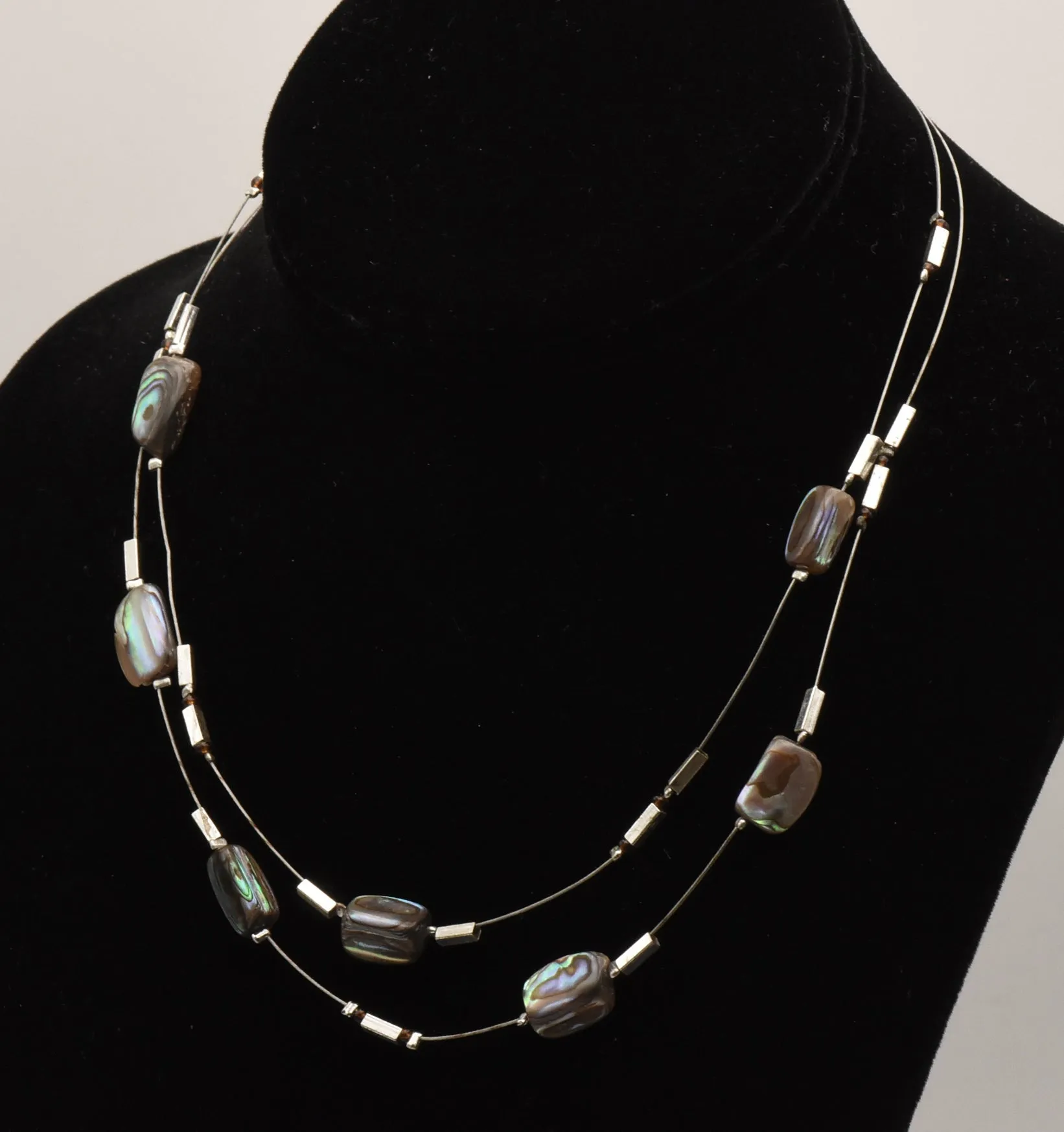 Double Cable Abalone Shell Bead Necklace