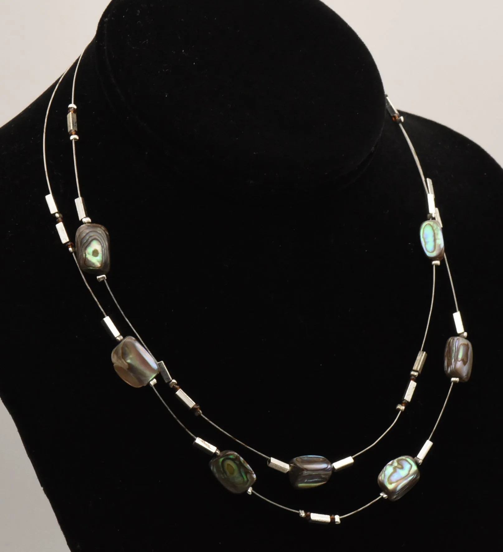 Double Cable Abalone Shell Bead Necklace