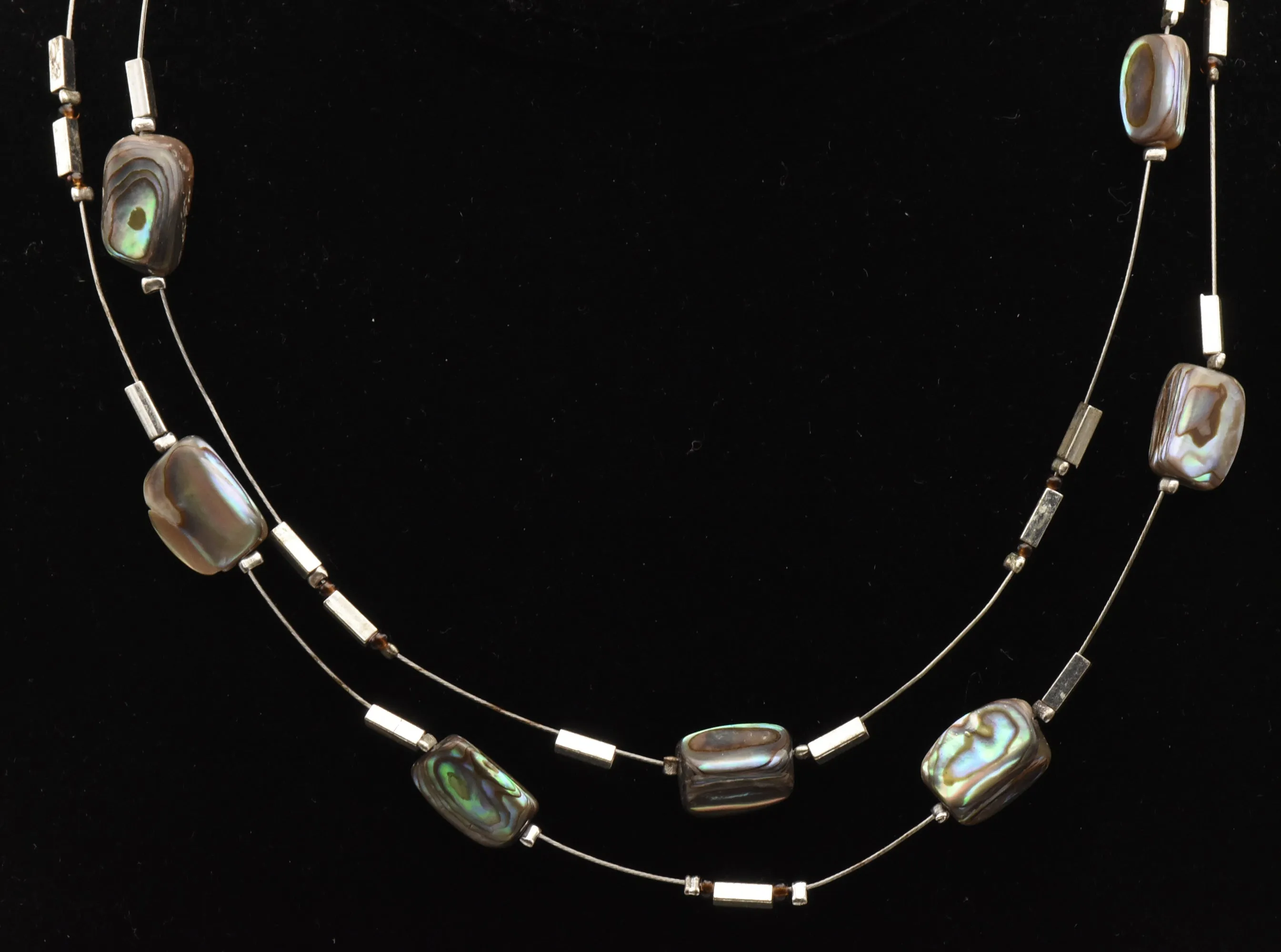 Double Cable Abalone Shell Bead Necklace