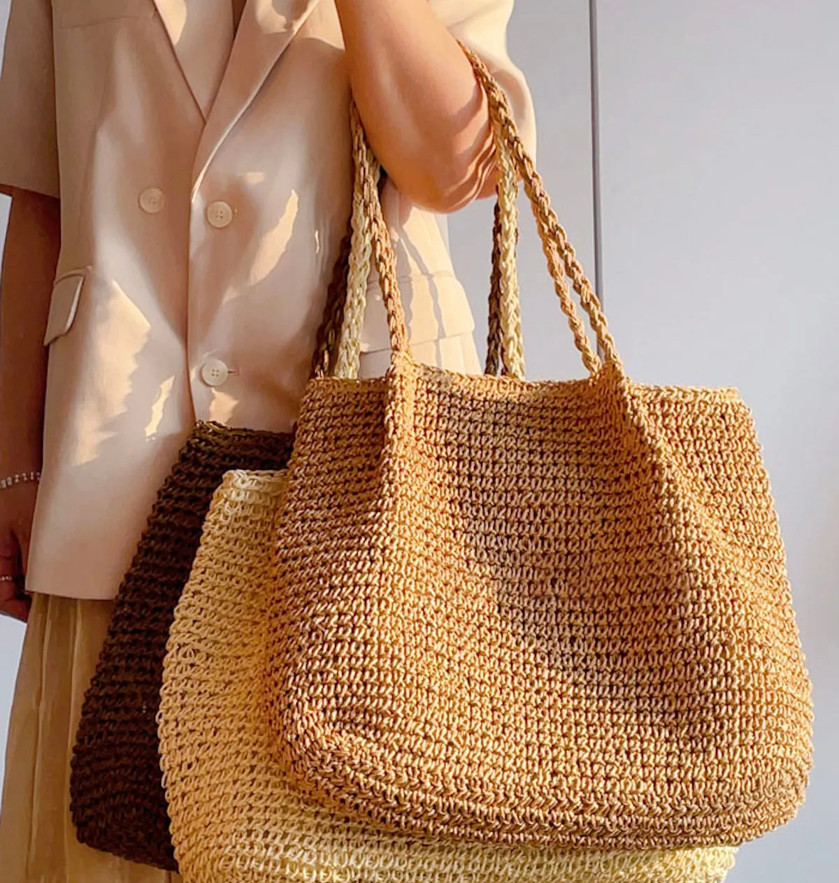 Elena Handbags Straw Woven Fashion Tote