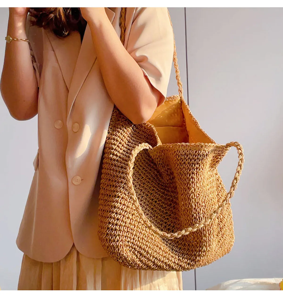 Elena Handbags Straw Woven Fashion Tote