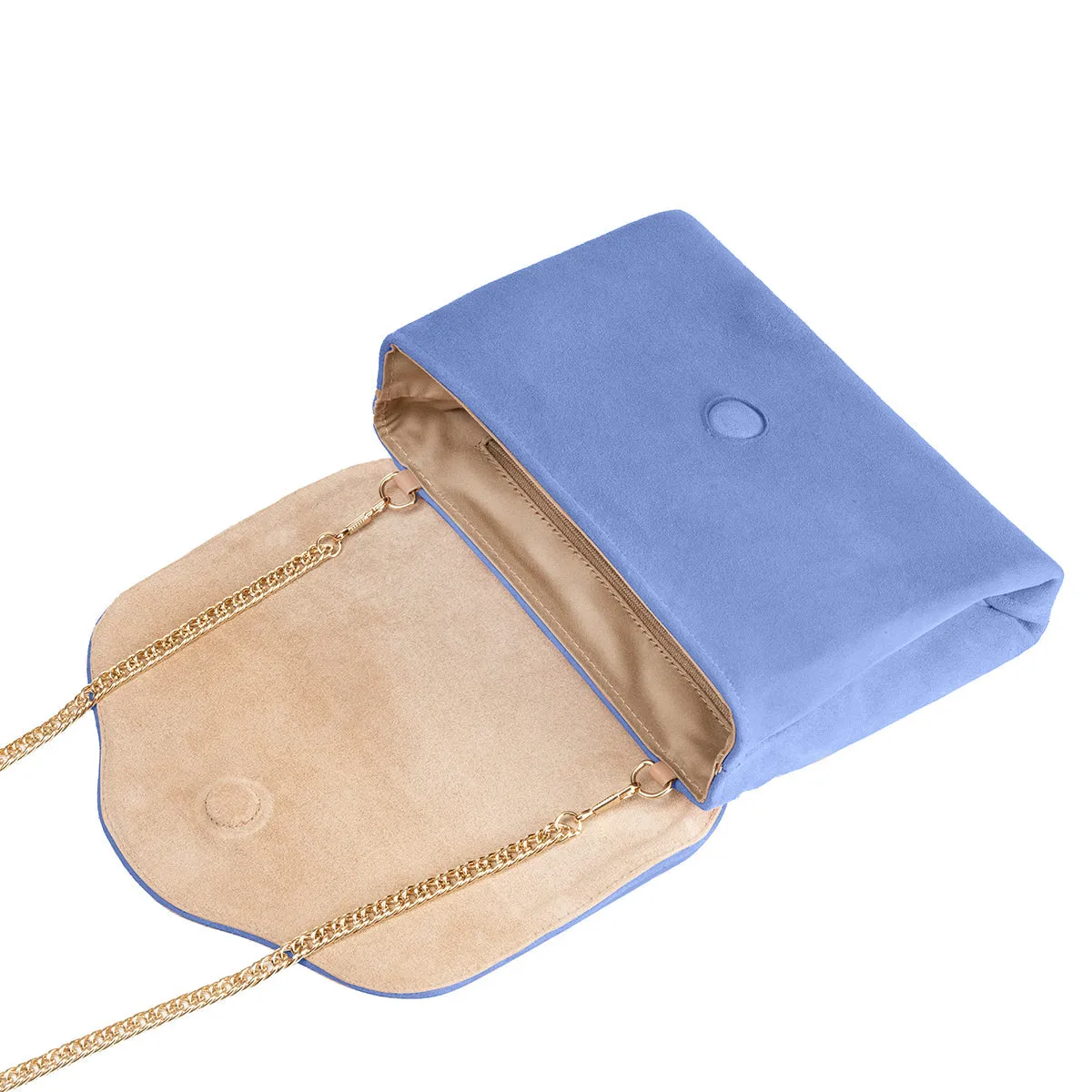 Ellie Clutch Bag - Cornflower Blue Suede