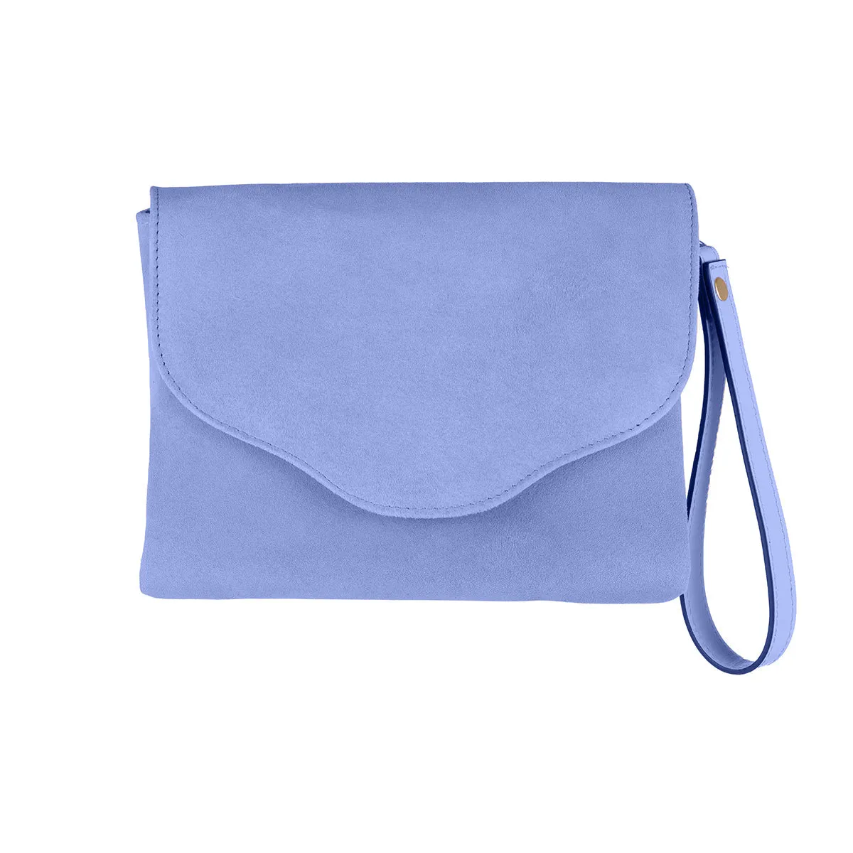 Ellie Clutch Bag - Cornflower Blue Suede