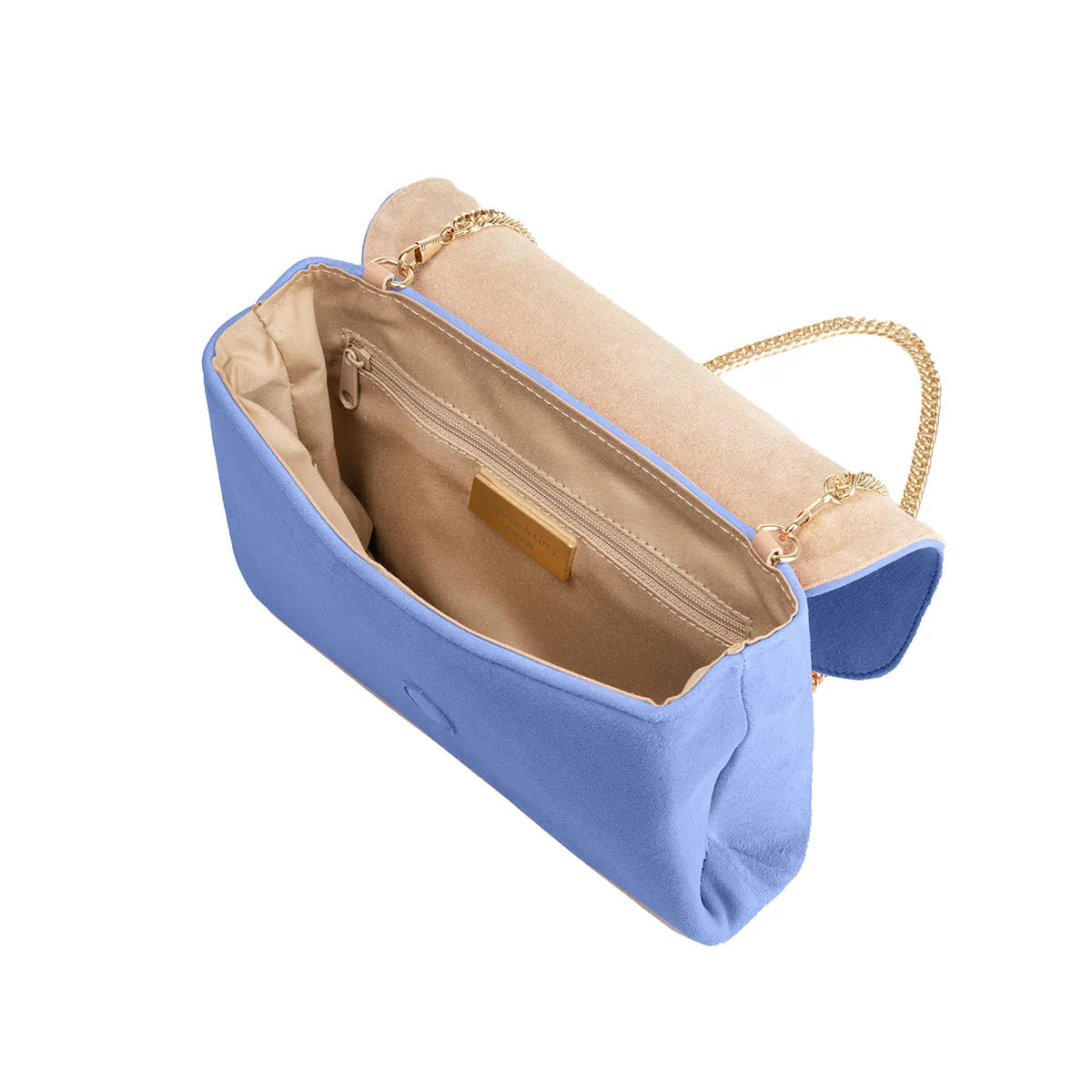 Ellie Clutch Bag - Cornflower Blue Suede