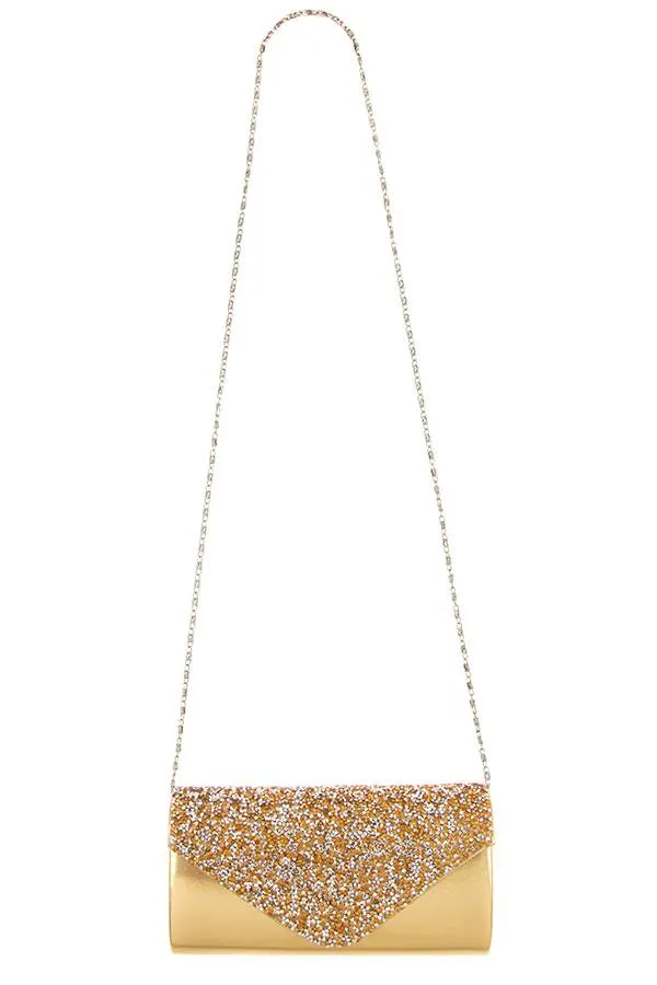 Encrusted rhinestone pave evening clutch bag