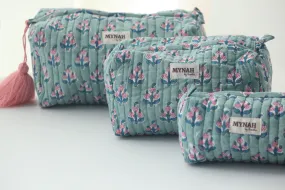 'EUCALYPTUS'  printed travel/makeup zipper pouch-LARGE only