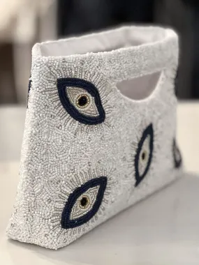 Evil Eye Hand-Beaded Clutch