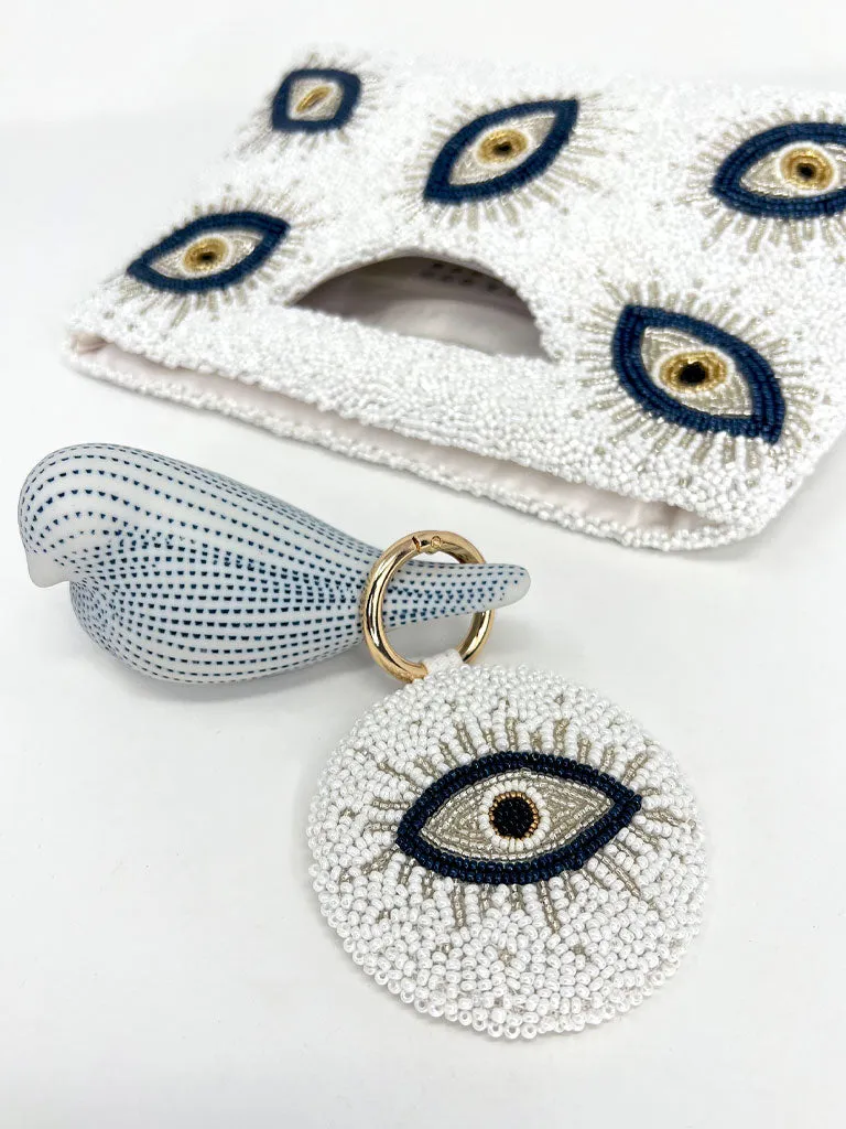 Evil Eye Hand-Beaded Clutch