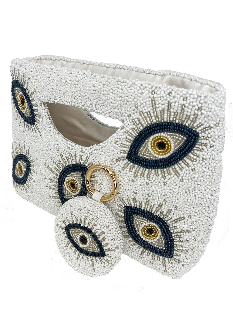 Evil Eye Hand-Beaded Clutch