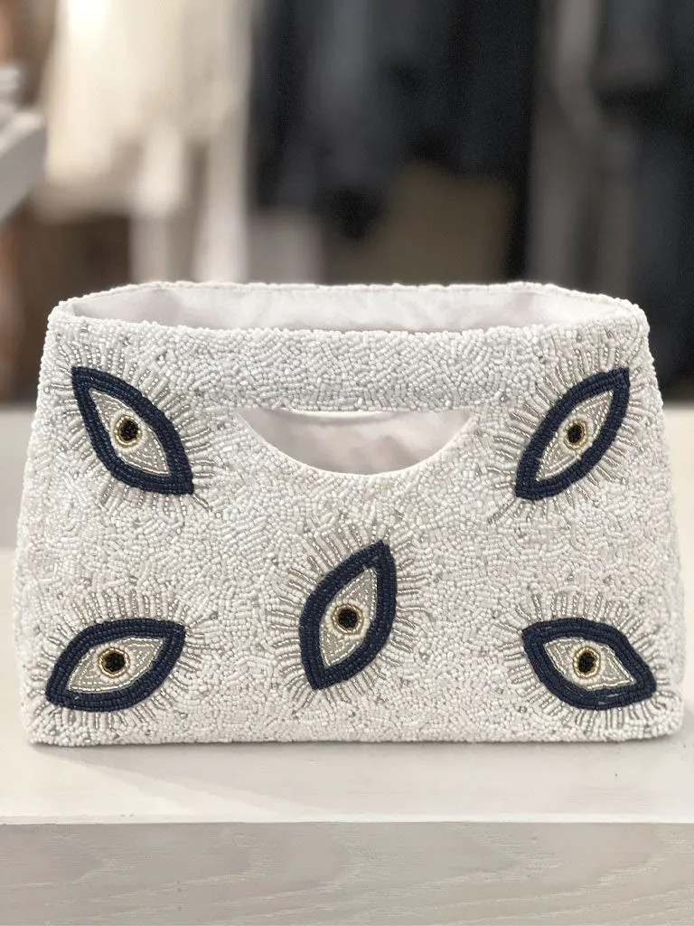 Evil Eye Hand-Beaded Clutch