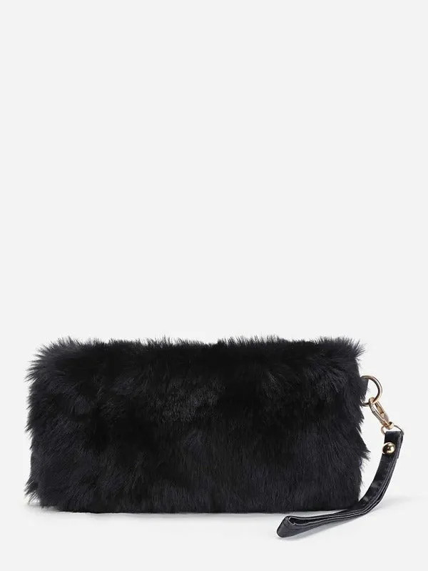 Faux Fur Design Clutch Bag