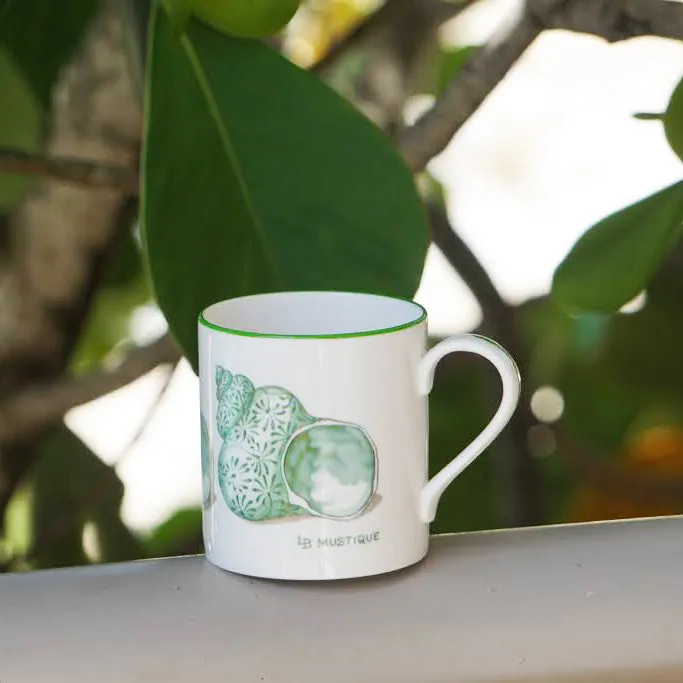 Fine Bone China Mug : SHELL - GREEN