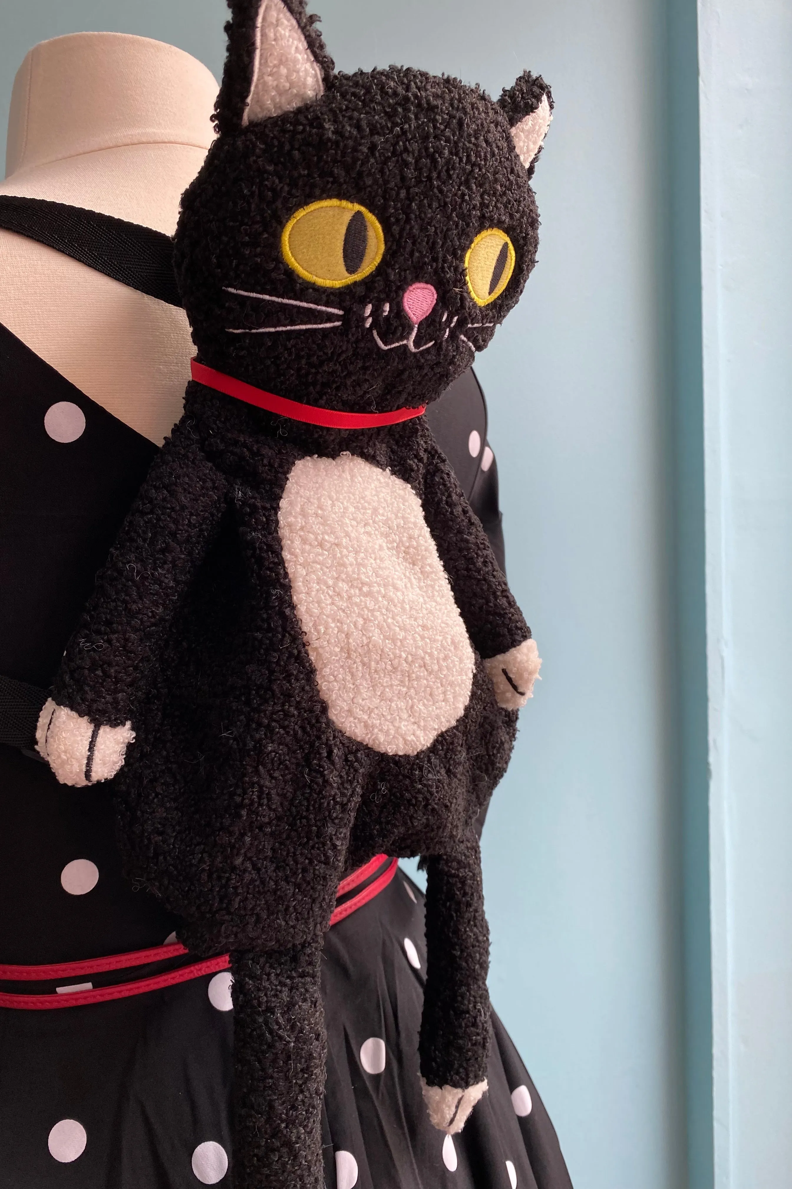 Furry Black Cat Backpack