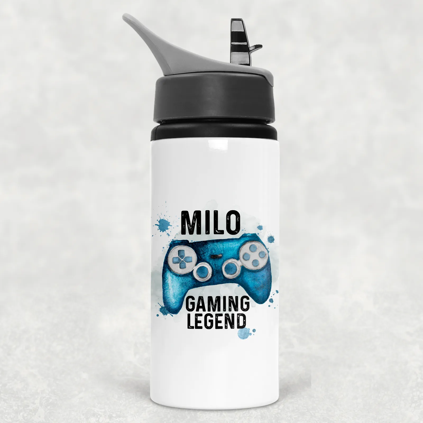 Gaming Legend Personalised Straw Water Bottle