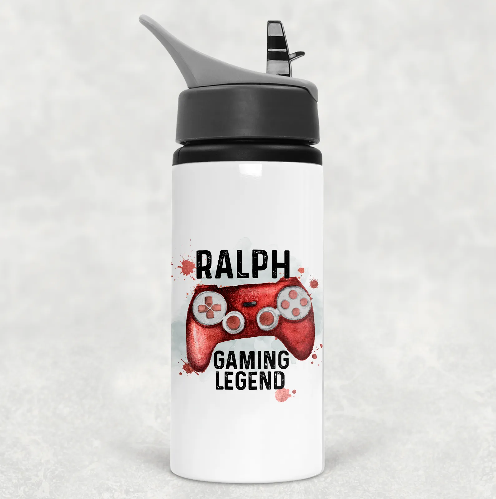 Gaming Legend Personalised Straw Water Bottle