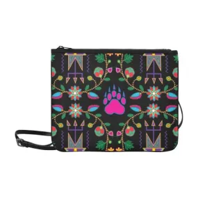 Geometric Floral Fall-Black Slim Clutch Bag