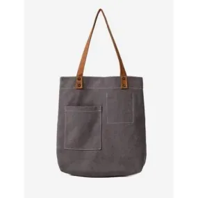 Geometric Stitching Canvas Shoulder Bag - Gray