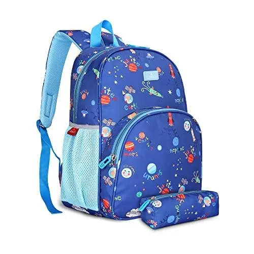 Gleevers X The Clownfish Cosmic Critters Series Printed Polyester 15 Litres | Kids Backpack School Bag with Free Pencil Staionery Pouch | Return Gift bags for kids birthday | Gift for Kids