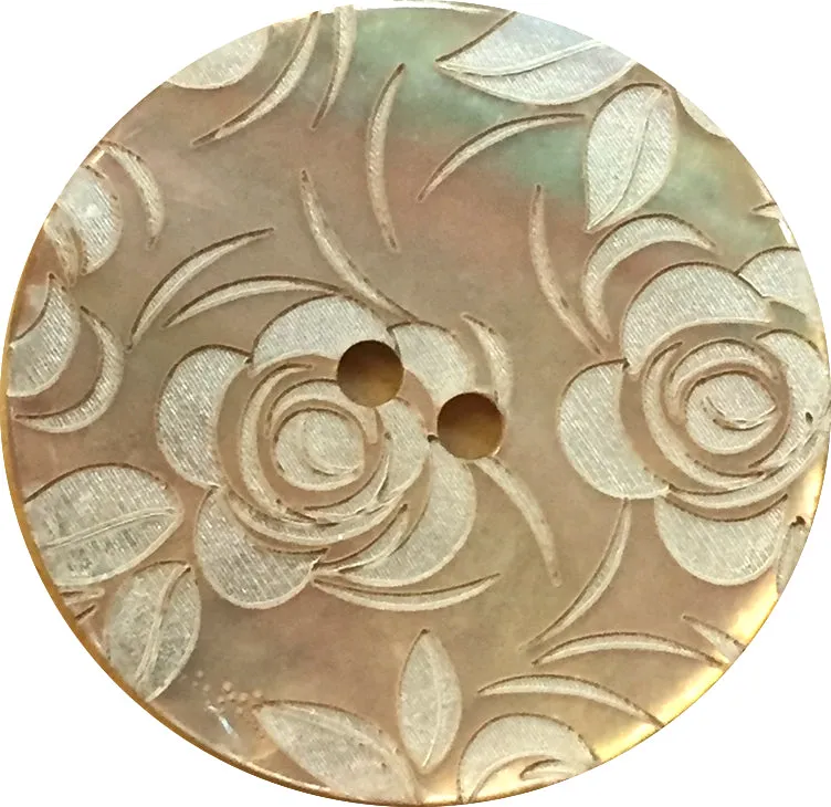 Golden Shell, White Roses Button, 15mm  5/8"  #1177