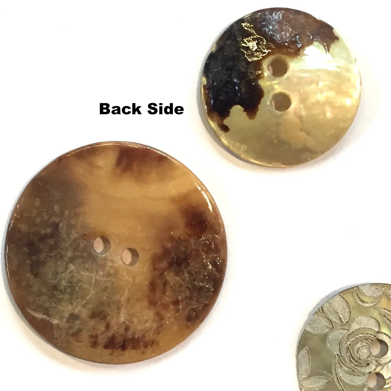 Golden Shell, White Roses Button, 15mm  5/8"  #1177