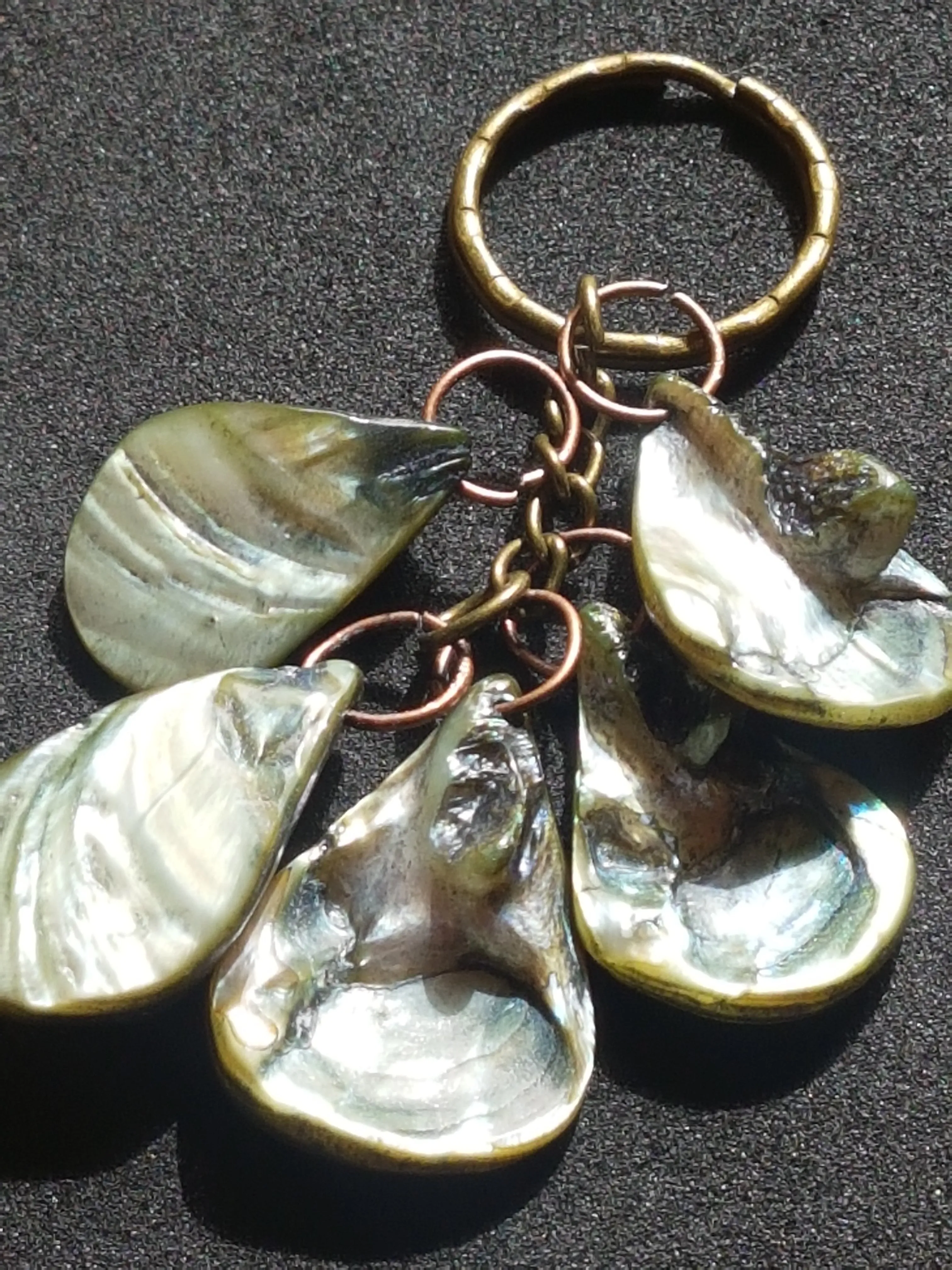 Green Shells Keychain Antique Bronze Bag Charm