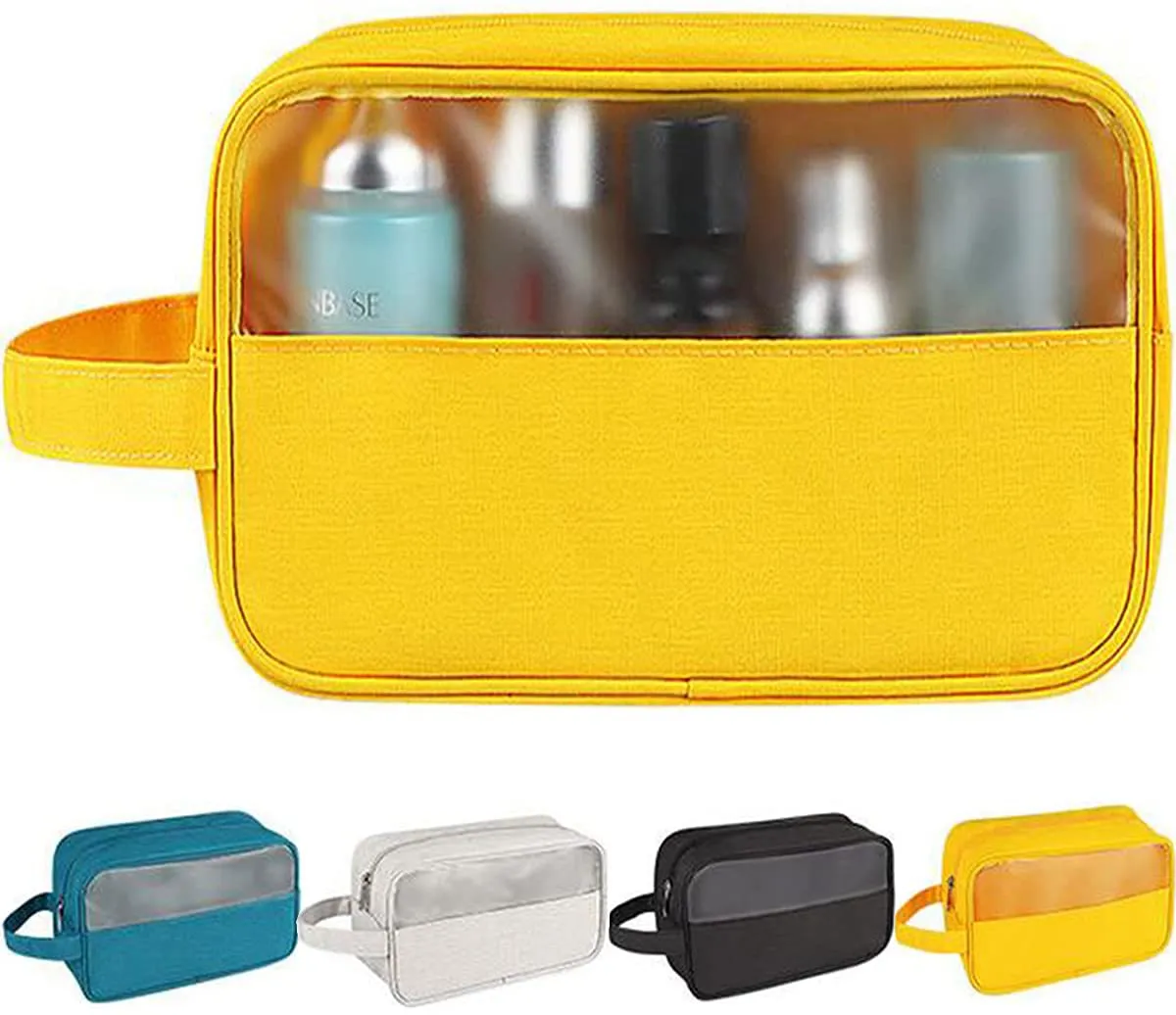 Hanging Toiletry Bag for Women and Men, Water-Resistant Makeup Cosmetic Bag Travel Organizer for Accessories, Shampoo,Full Sized Container, Toiletries, Travel Makeup Bag Large Cosmetic Bag (Yellow)