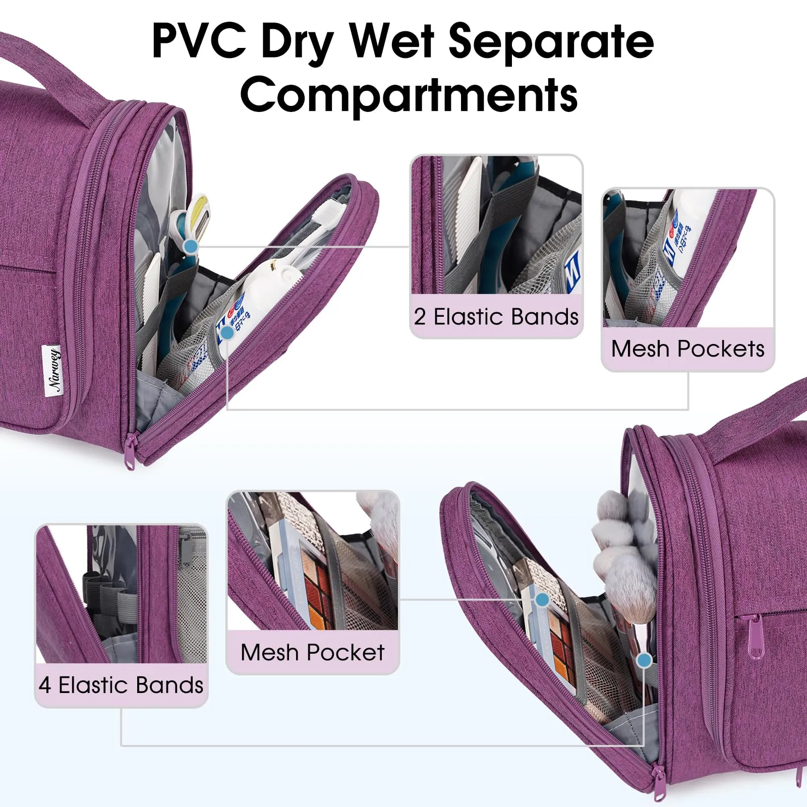 Hanging Toiletry Makeup Bag Dry Wet Separation - NW5204