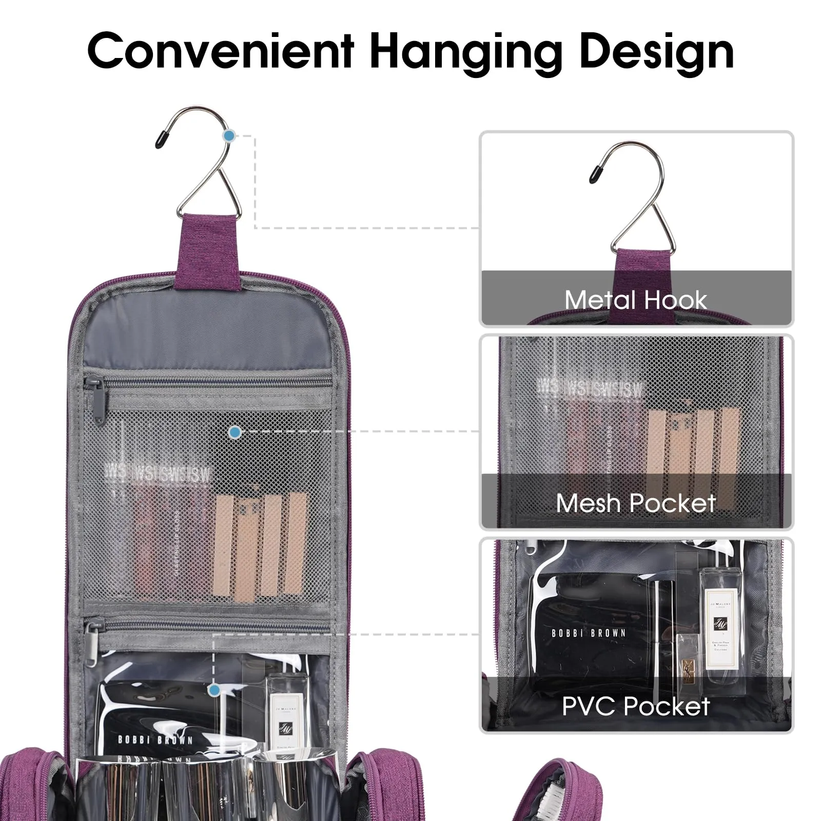 Hanging Toiletry Makeup Bag Dry Wet Separation - NW5204