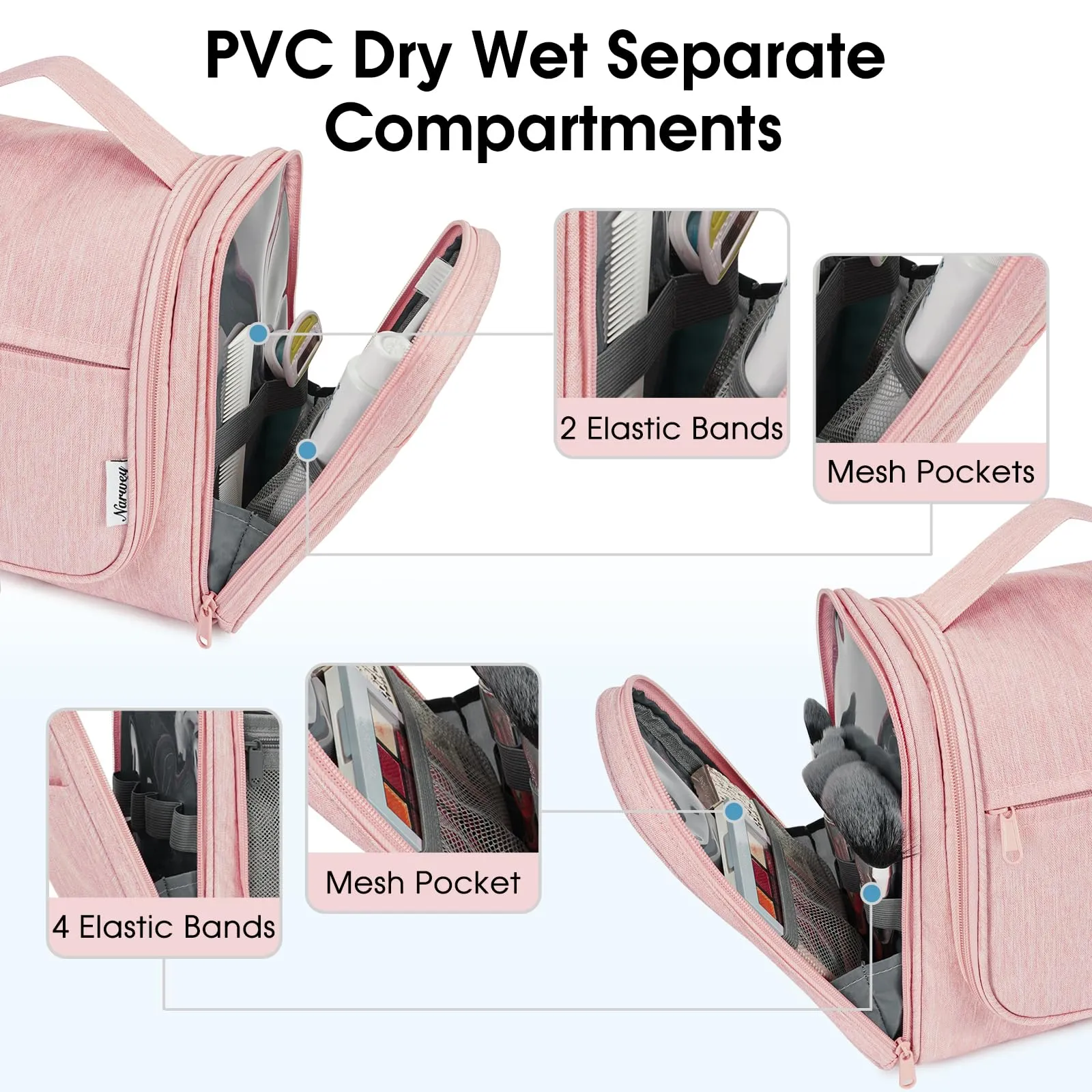 Hanging Toiletry Makeup Bag Dry Wet Separation - NW5204