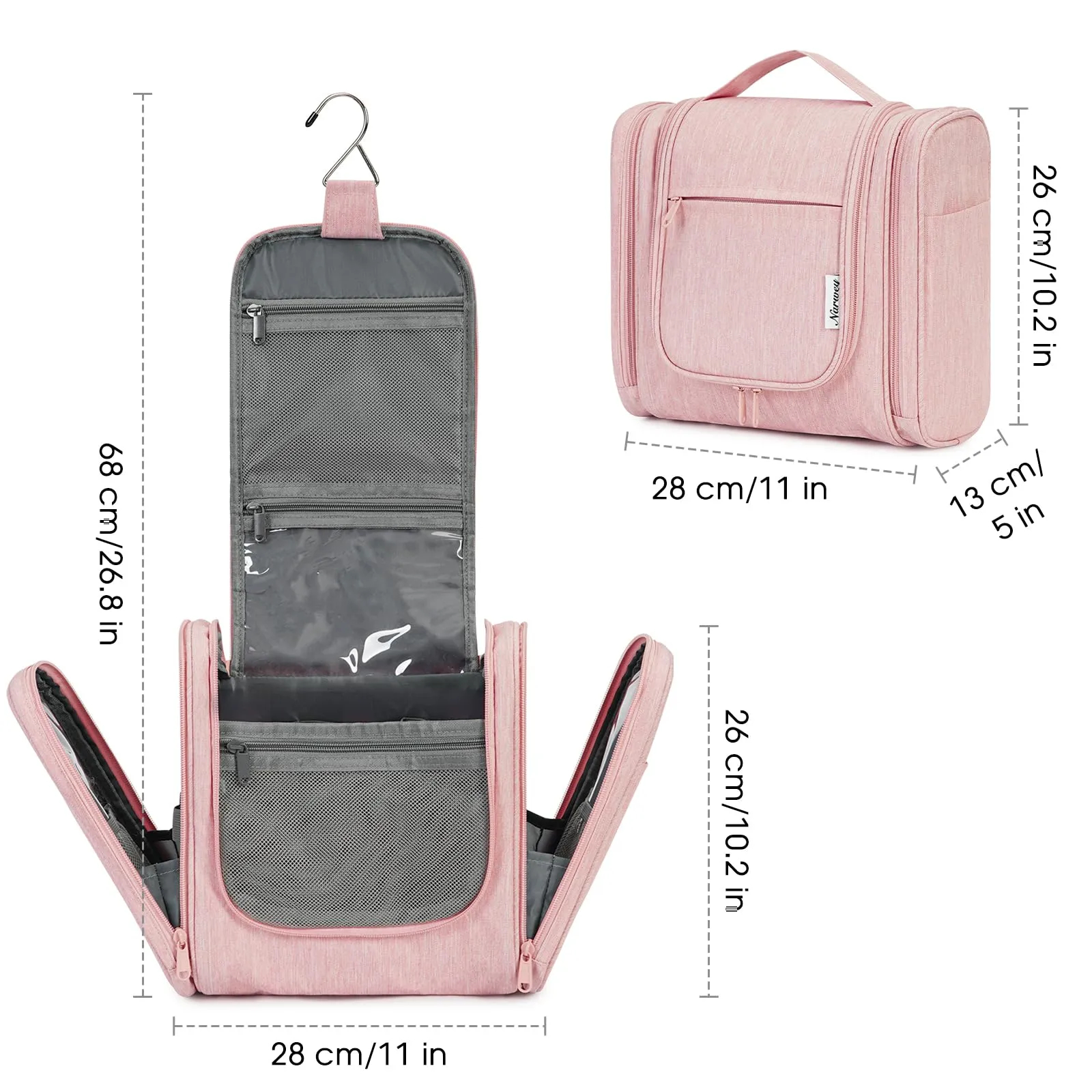 Hanging Toiletry Makeup Bag Dry Wet Separation - NW5204