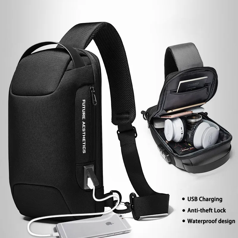 Hard Shell Sling Crossbody Bag Backpack Anti-theft TSA Lock Waterproof Scratch-proof Crossbody Backpack