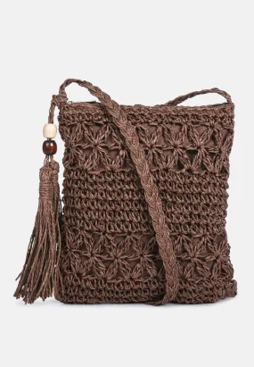 Hay Day Beige Paper Straw Crochet Bag