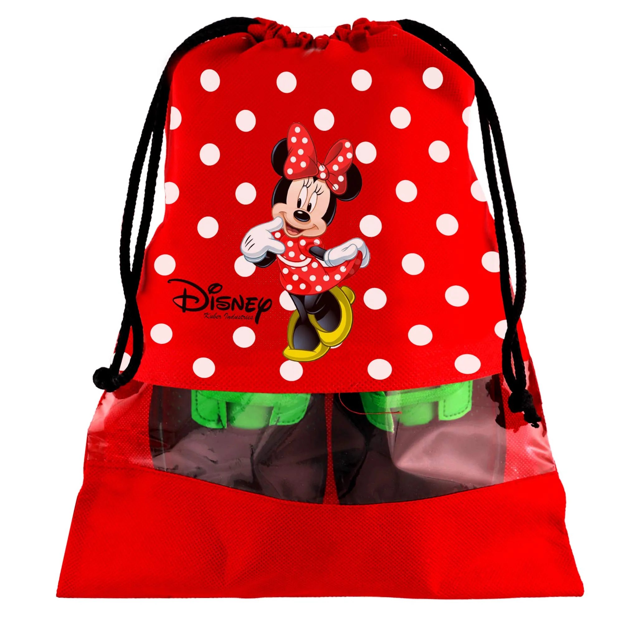 Heart Home Disney Print 12 Piece Non Woven Travel Shoe Cover, String Bag Organizer (Black & Royal Blue & Grey & Red) -HS_35_HEARTHS18083