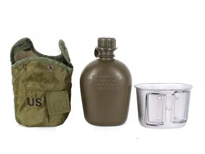 Hunting & Camping Water Bottle 1L Army Canteen Kettle With Cook Mug