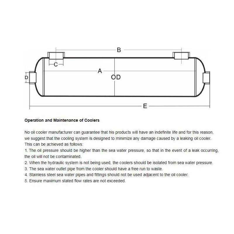 Hydraulic Oil Coolers FG Shell and Tube Heat Exchangers for Oil Cooling 1 1/4" & 1 1/4'' BSPT