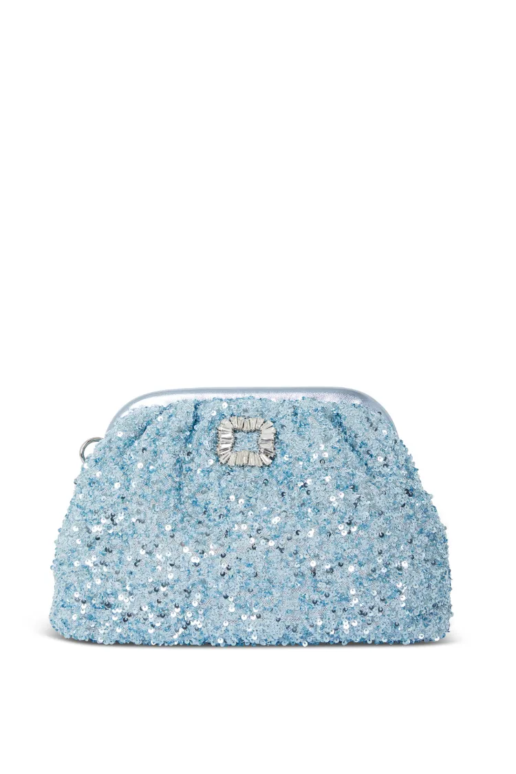 Ice Blue Sequin Clutch Bag