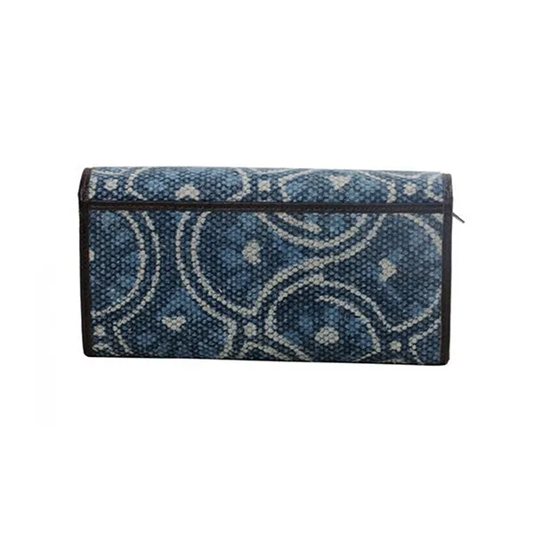 Indigo Leaf Wallet, Womens Clutch, Myra Bag, Large, Indigo