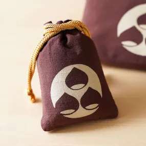 Katazome Small Talisman Bag - Chestnut -,  Drawstring Pouch,  Japanese traditional craft bag