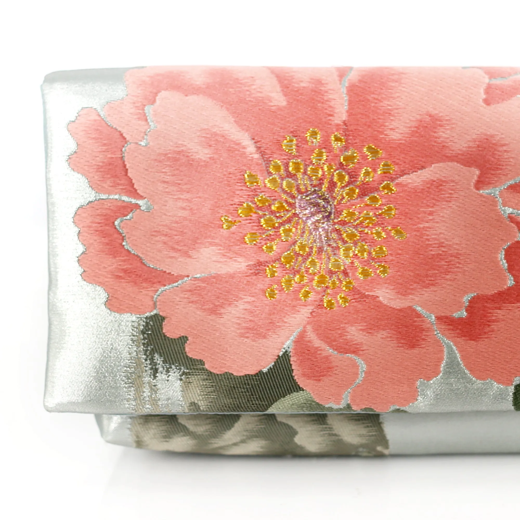 Kimono Envelope Clutch with Peonies and Plum Blossoms | Upcycled Japanese Obi Silk