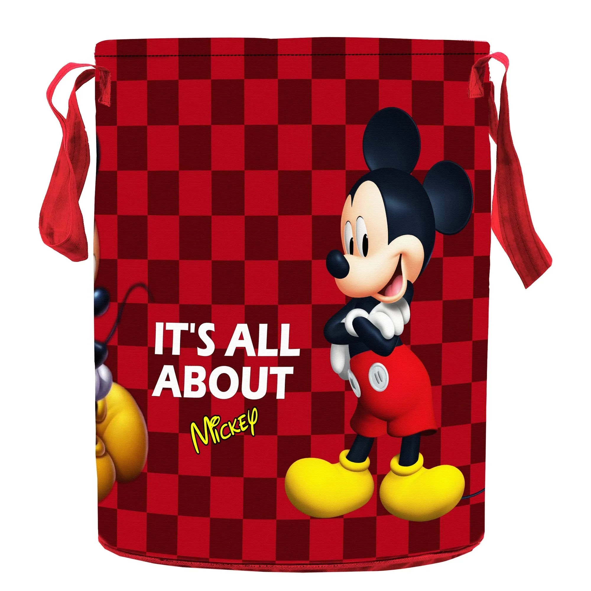 Kuber Industries Disney Mickey Print Non Woven Fabric Foldable Laundry Basket, Toy Storage Basket, Cloth Storage Basket with Handles,45 LTR (Maroon)