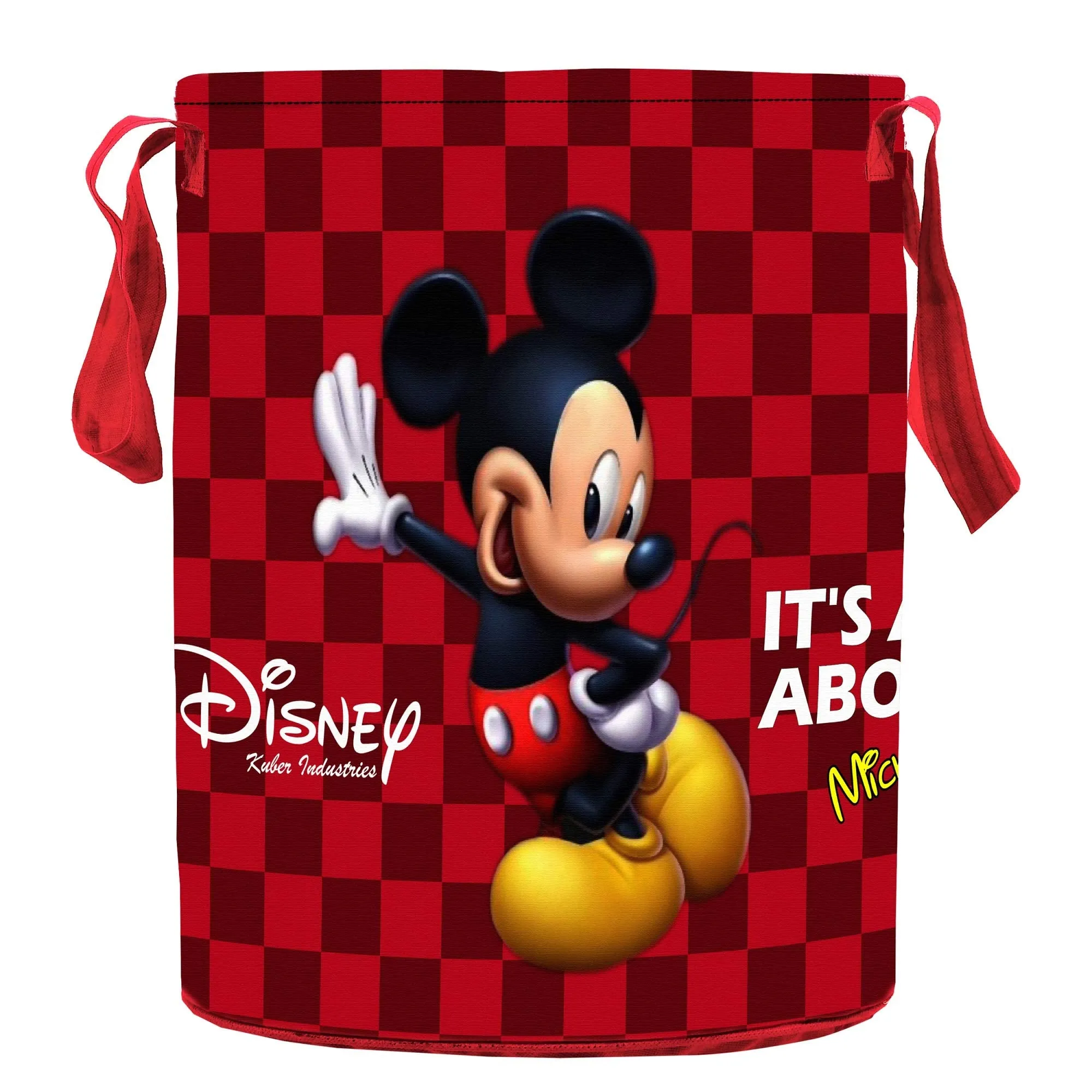 Kuber Industries Disney Mickey Print Non Woven Fabric Foldable Laundry Basket, Toy Storage Basket, Cloth Storage Basket with Handles,45 LTR (Maroon)